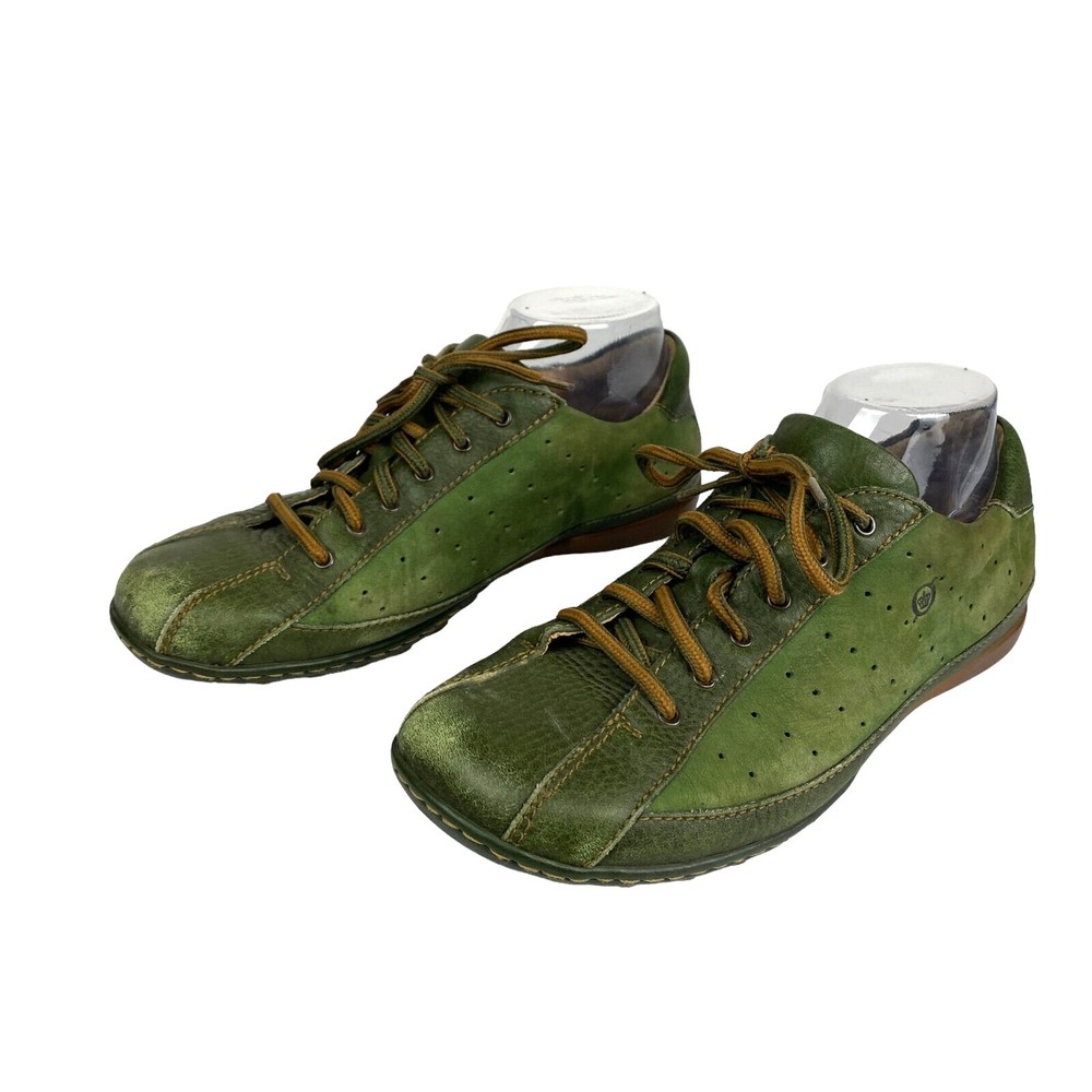 BORN Women's Leather Shoes Lace Up Size 10 Green Oxford Style Walking